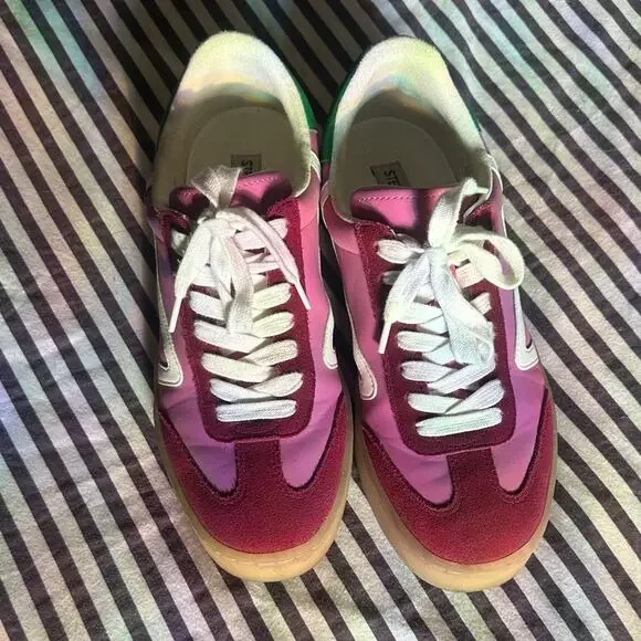 Steve Madden sz 8 Leather Fuchsia & Green Sneaksers - Picture 5 of 7